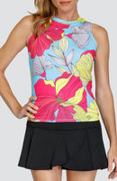 New Tail Activewear Bellamy Hi Lo Tennis Tank -Delicate Blooms MSP$73-1