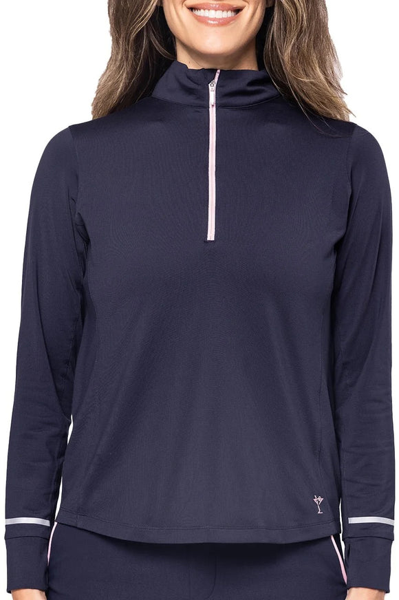 New Golftini Women's Navy/Rose Pink Fabulous Mock Pullover Size M MSP$124