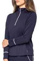 New Golftini Women's Navy/Rose Pink Fabulous Mock Pullover Size M MSP$124-2