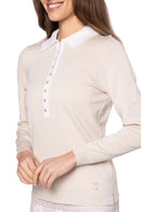 New Golftini Women's Khaki Button Polo Sweater Size M MSP$148-1