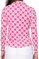 New Golftini Pink Floral Long sleeve Cool Girl Polo Size M MSP$118-3