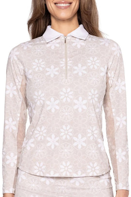 New Golftini Sand Bar Long Sleeve Cool Girl Polo Size M MSP$118