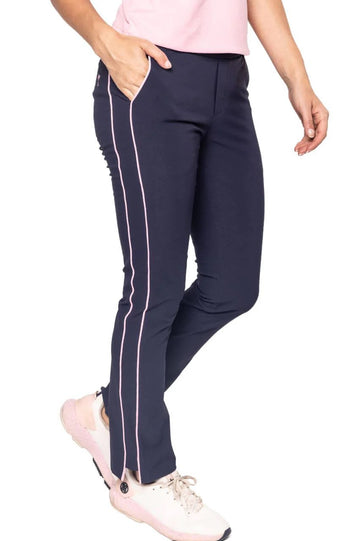 New Golftini Navy/Rose Pink Stretch 2 Length Ankle Pant Size M MSP$158