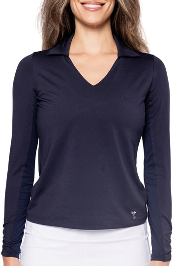 New Golftini Women's Navy Long Sleeve Lisa Sport Polo MSP$118