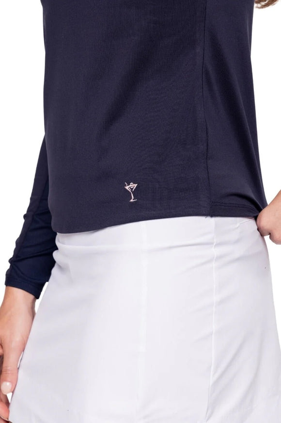 New Golftini Women's Navy Long Sleeve Lisa Sport Polo MSP$118