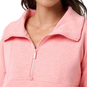 New TravisMathew Women' Skyloft Soft Half Zip - Heather Porcelain Rose MSP$120 - 0