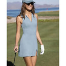 New Travis Matthew Sunfire Zip Golf Dress - Smoke Blue Size L MSP$150-1