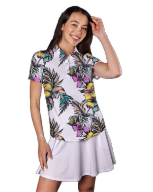 New Sunday Swagger Women's Bahama Bloom Short Sleeve Polo