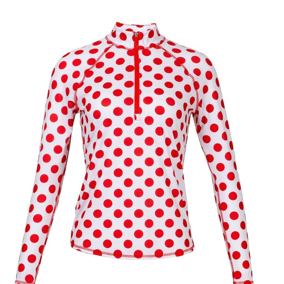 New Jofit Women's Dotted Lipstick Uv Mock Golf Top MSP$103