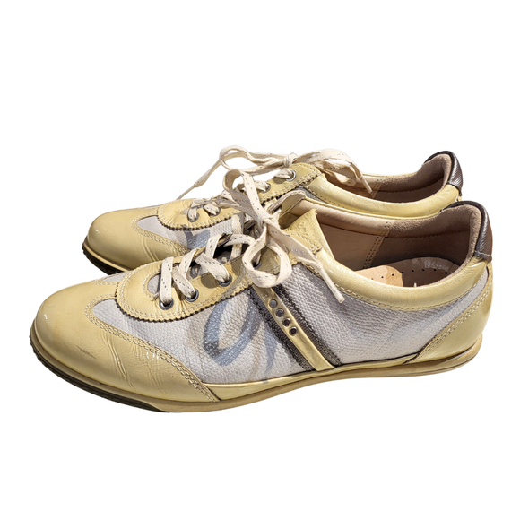 Ecco Women's Hydromax White & Gold Metallic Golf Shoes Size 40 (9) MSP$220