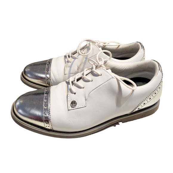 G/Fore Women's Cap Toe Gallivanter -White/Silver Size 8 MSP$220