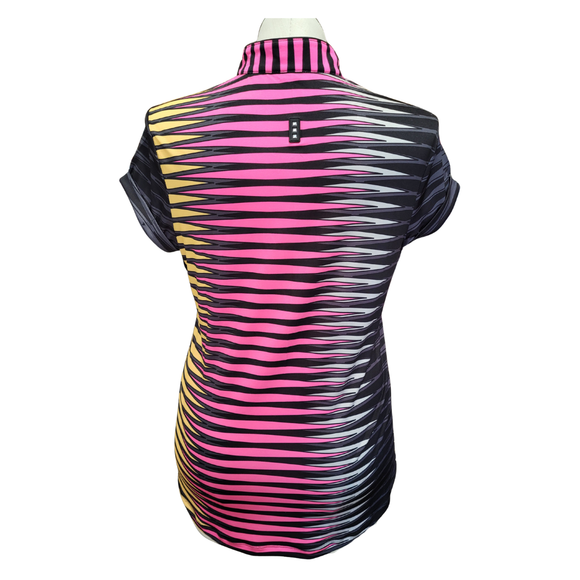 Jamie Sadock Black, Pink & Peach Striped Golf Top Size L MSP$93