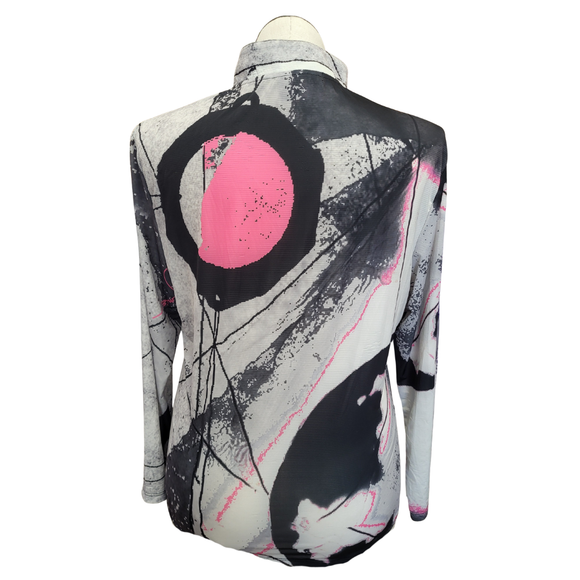 Jamie Sadock Sunsense Gray, Black & Pink Long Sleeve Sun Shirt Size L MSP$98