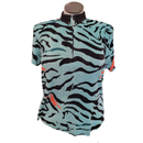 Jamie Sadock Aqua & Black Animal Print Crunch Golf Top Size L MSP$93-1