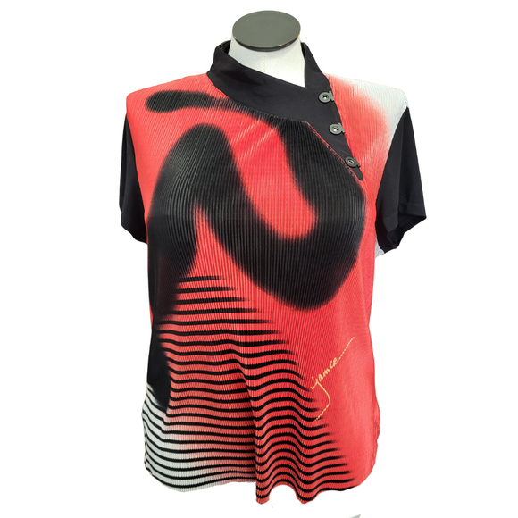 Jamie Sadock Red & Black Crunch Golf Top Size L
