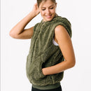 Zyia Active Women's Olive Hooded Sherpa Fleece Vest Size L-1
