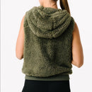 Zyia Active Women's Olive Hooded Sherpa Fleece Vest Size L-2