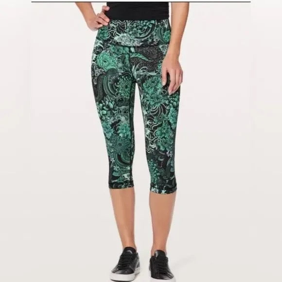 Lululemon Wunder Under Hi-Rise 17" Memoir Multi Green Legging Size 8