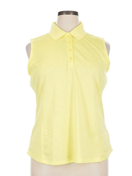 Greg Norman Yellow Polka Dot Sleeveless Golf Polo Size XL