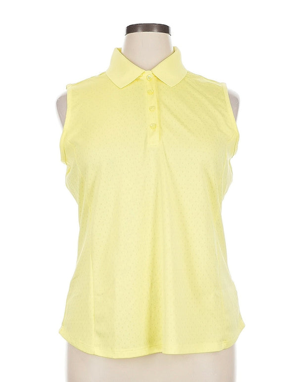 Greg Norman Yellow Polka Dot Sleeveless Golf Polo Size XL