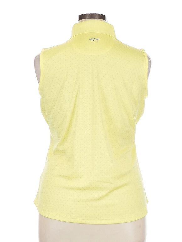 Greg Norman Yellow Polka Dot Sleeveless Golf Polo Size XL