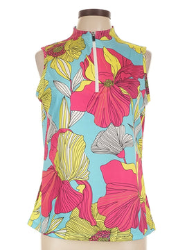 Tail Activewear Colorful Hibiscus Sleeveless Golf Top Size L MSP$92