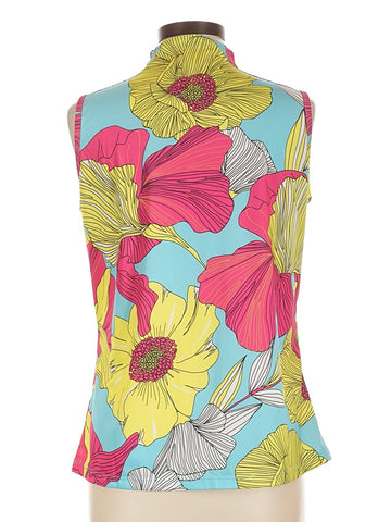 Tail Activewear Colorful Hibiscus Sleeveless Golf Top Size L MSP$92 - 0