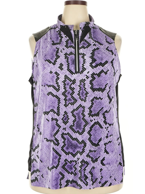 Jamie Sadock Purple & Black Snakeskin Print Sleeveless Golf Top Size XXL