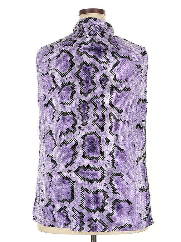 Jamie Sadock Purple & Black Snakeskin Print Sleeveless Golf Top Size XXL