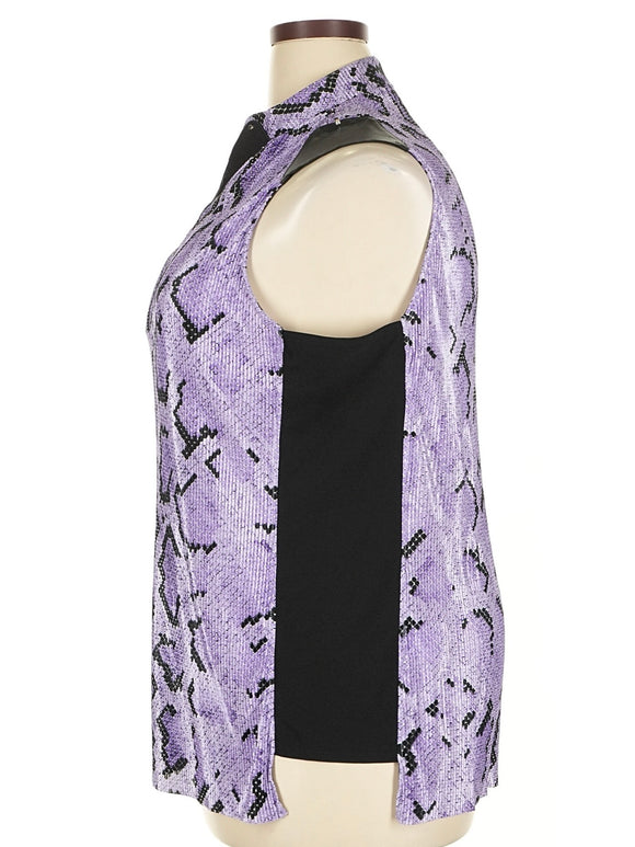 Jamie Sadock Purple & Black Snakeskin Print Sleeveless Golf Top Size XXL