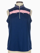 Jamie Sadock Navy & Pink Sleeveless Golf Top Size L MSP$98-1