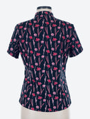 Tail White Label Navy & Pink Floral Short Sleeve Golf Top Size M-2