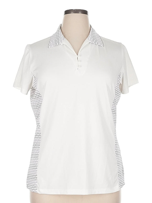 Lady Hagen White Golf Polo w/ Striped Accents Size XL