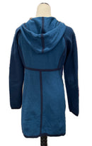 Title Nine Navy & Sky Color Block Full-Zip Hooded Sweater Dress Size M. MSp$189-2