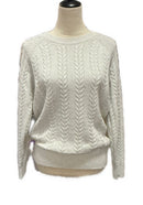 Athleta Crossroads Crew Cable Knit Ivory Metallic Sweater Size S MSP$149-2