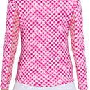 New Ibkul Long Sleeve Zip Mock Gingham Check Sun Shirt - Hot Pink MSP$101-2