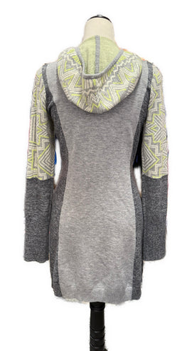 Title Nine Gray & Yellow Full-Zip Hooded Sweater Dress Size M MSP$159 - 0