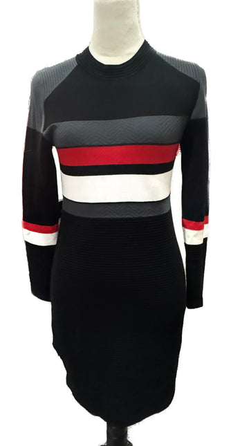 Krimson Klover Black, Red & White Stripe Soothe Sweater Dress Size M MSP$149