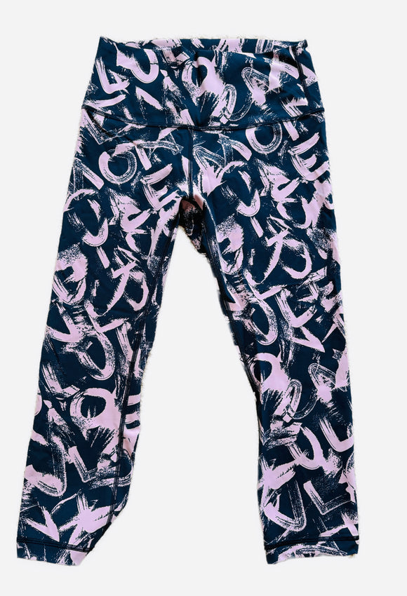 Lululemon Wunder Under Crop High Rise Graffiti Pop Legging Size 8