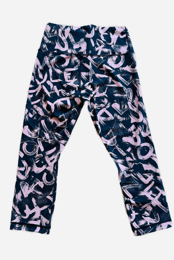 Lululemon Wunder Under Crop High Rise Graffiti Pop Legging Size 8