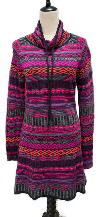 Krimson Klover Pink, Purple & Gray Merino Sweater Dress Size L MSP$119