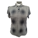 Jamie Sadock Black & Gray Grid Print Shot Sleeve Golf Top Size L MSP$95-1