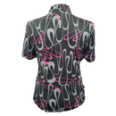 Jamie Sadock Black, Gray & Pink Short Sleeve Golf Top Size L MSP$96-2