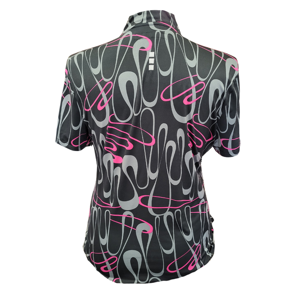 Jamie Sadock Black, Gray & Pink Short Sleeve Golf Top Size L MSP$96