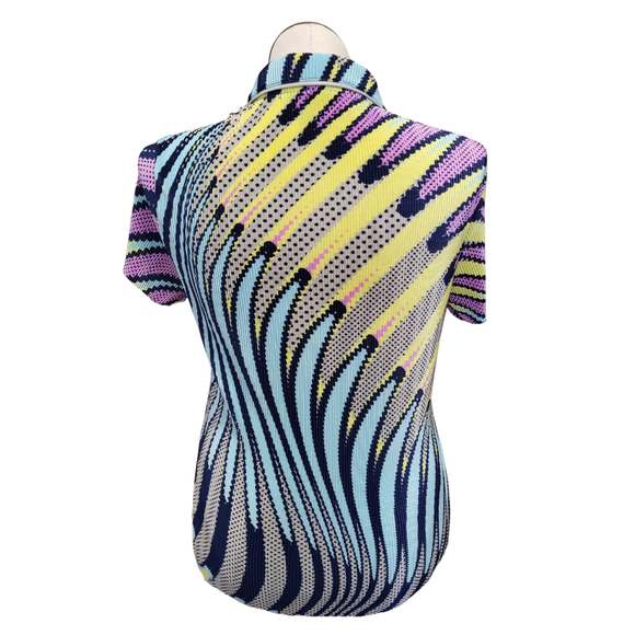 Jamie Sadock Pink & Purple Crunch Short Sleeve Golf Top Size L MSP$95