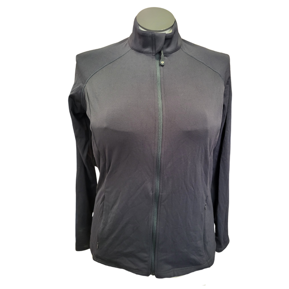 Ibkul Women's Black Full-Zip Jacket w/ Sleeve Logo Size XL MSP$122