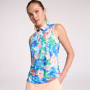 New Walter Hagen Women's Performance 11 Sleeveless Golf Polo - Blue Gouache Floral MSP$55-1
