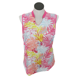 Lady Hagen Pink Multicolored Tropical Patterned Women's Sleeveless Golf Top Size XL