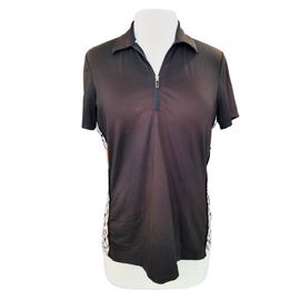 Brown & Animal Print 1/4 Zip Women's Golf Polo Size S