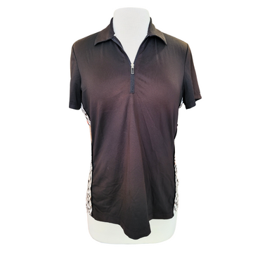 Brown & Animal Print 1/4 Zip Women's Golf Polo Size S